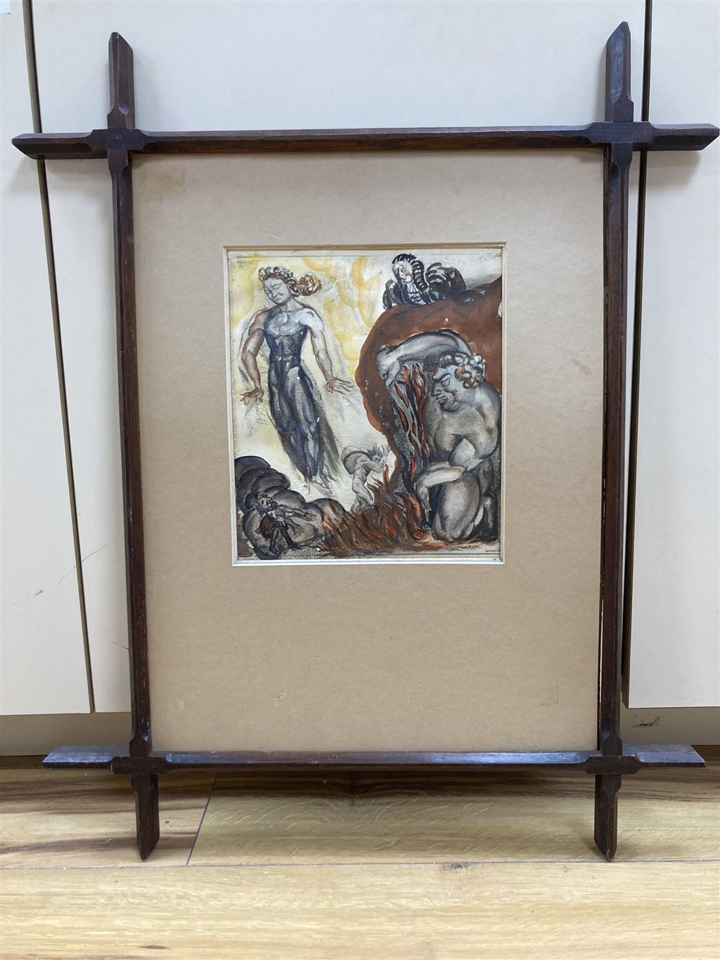 Catherine Moody (1920-2009), watercolour, What dost thou hae Christian? - Pilgrims Progress, inscribed verso, Malvern School of Art